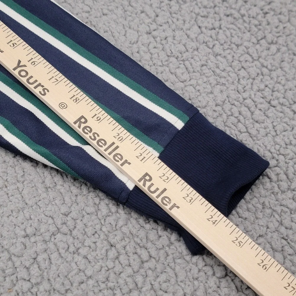 Vineyard Vines Jacket Mens Small Green Blue White Stripe Bomber Collar Full Snap